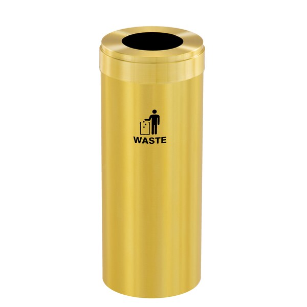 Glaro 15 gal Trash Can, Satin Brass - W-1242BE-BE-W2