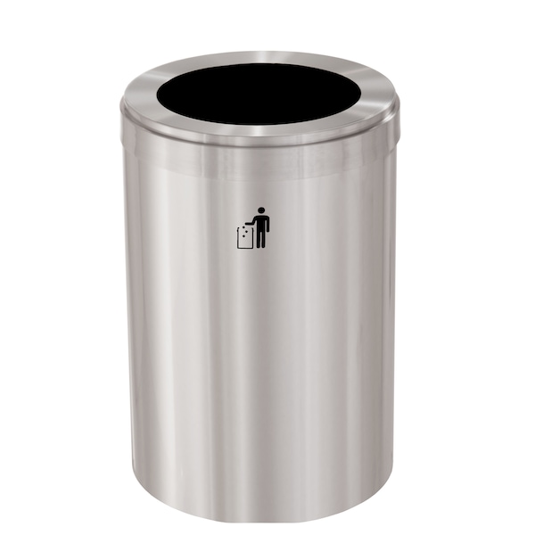 Glaro 33 gal Trash Can, Satin Aluminum - W-2032SA-SA-W1