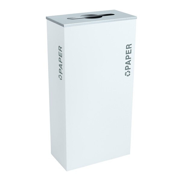 Ex-Cell Kaiser 17-Gal. KD Indoor Recycling Receptacle - Paper decal, White Gloss - RC-KD17-P BT-WHT