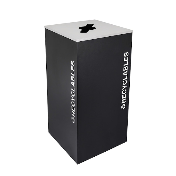 Ex-Cell Kaiser 36-Gal. Square Receptacle - Recyclables decal, Black - RC-KD36-R BLX