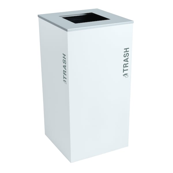 Ex-Cell Kaiser 36-Gal. Square Recycling Receptacle - Trash Decal, White Gloss - RC-KD36-T BT-WHT