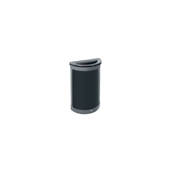 Rubbermaid Commercial 11 1/2 gal Half-Round Trash Can, Gray, 11 1/8 in Dia, Metal - 2172845