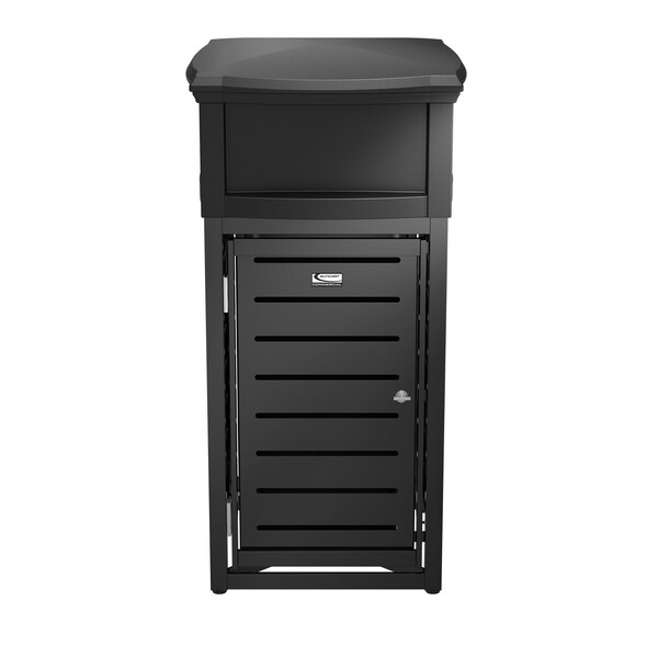 Suncast Commercial METAL SQUARE 30 GALLON TRASH CAN WITH 2-WAY LID - MTCSQ300