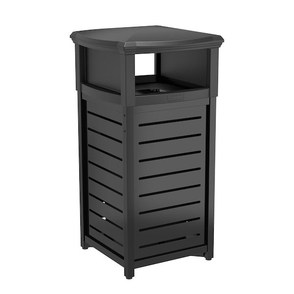 Suncast Commercial METAL SQUARE 30 GALLON TRASH CAN WITH 2-WAY LID - MTCSQ300