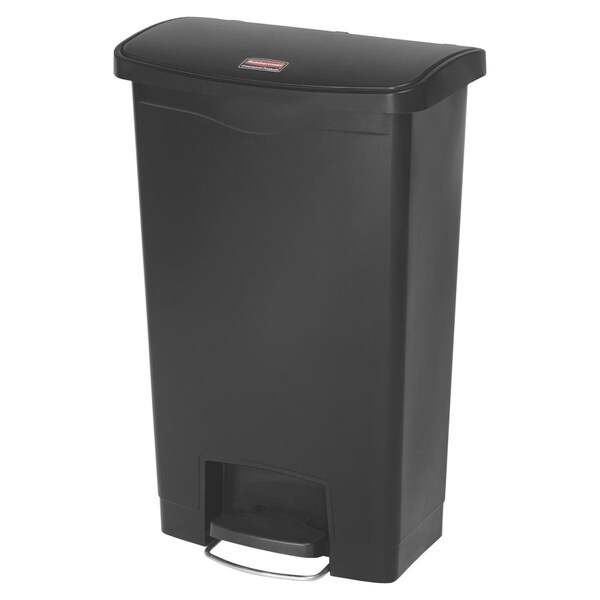 School Specialty 13 Gal Slim Jim Black Front Step Can, Black - 1537638