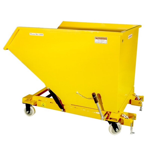 Aardwolf Waste Bin, 3307 lb Capacity, Steel, Yellow - WB1000PC
