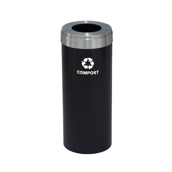 Glaro 15 gal Trash Can, Satin Black/Satin Aluminum - W-1242BK-SA-W6RL
