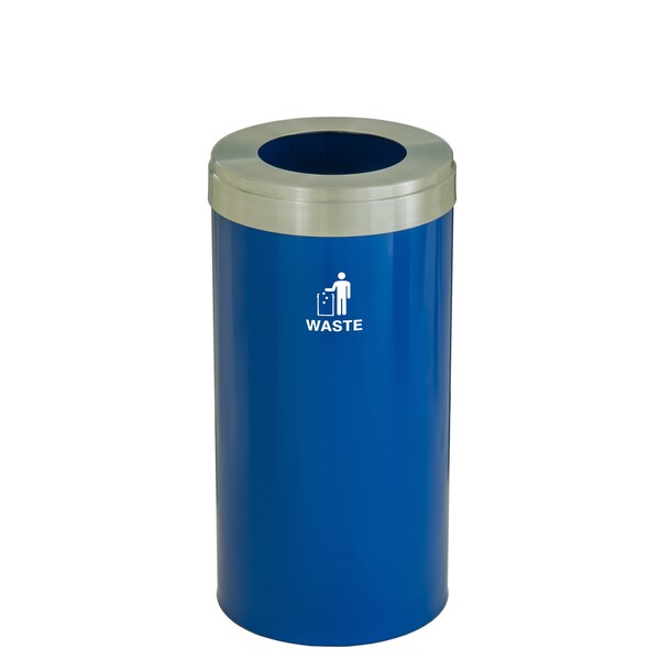 Glaro 23 gal Trash Can, Blue/Satin Aluminum - W-1542BL-SA-W2