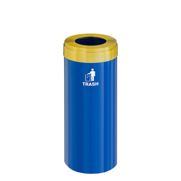Glaro 12 gal Trash Can, Blue/Satin Brass - W-1232BL-BE-W3