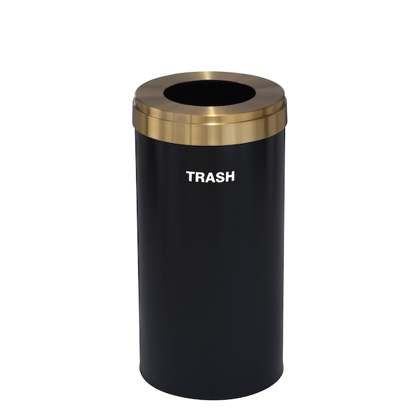Glaro 16 gal Trash Can, Satin Black/Satin Brass - W-1532BK-BE-W5