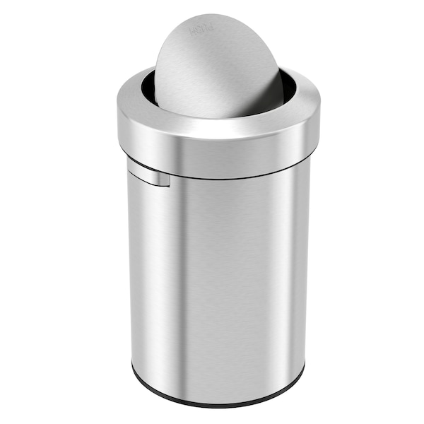 Hls Commercial 17 gal Round Round Swing Top Trash Can, Stainless Ste, Silver, Stainless Steel - HLS17FTS