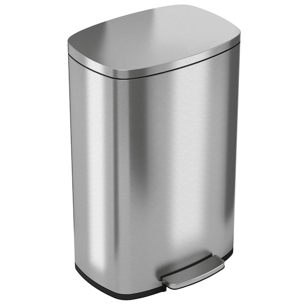 Hls Commercial 13 gal Trash Can, Silver, Stainless Steel - HLSS13R