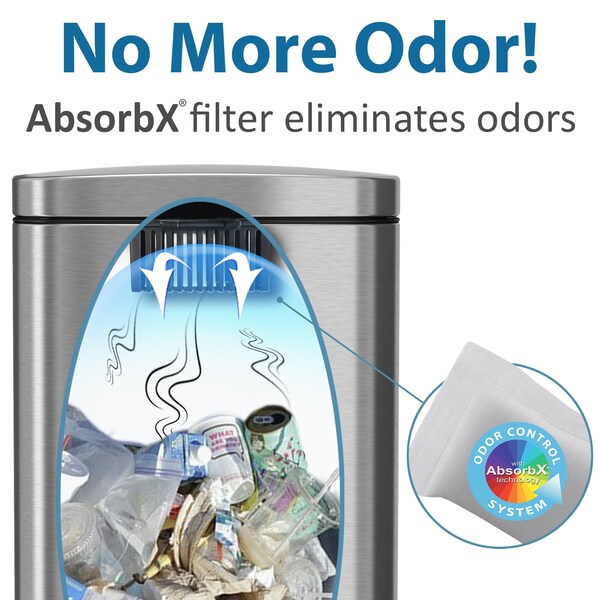 Hls Commercial 8 gal Fire Rated Trash Can, Silver, Stainless Steel and ABS Plastic - HLSS08RFR