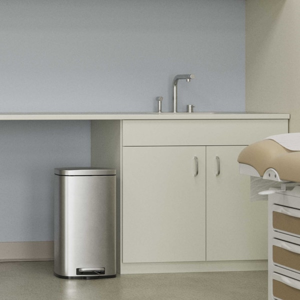Hls Commercial 8 gal Fire Rated Trash Can, Silver, Stainless Steel and ABS Plastic - HLSS08RFR