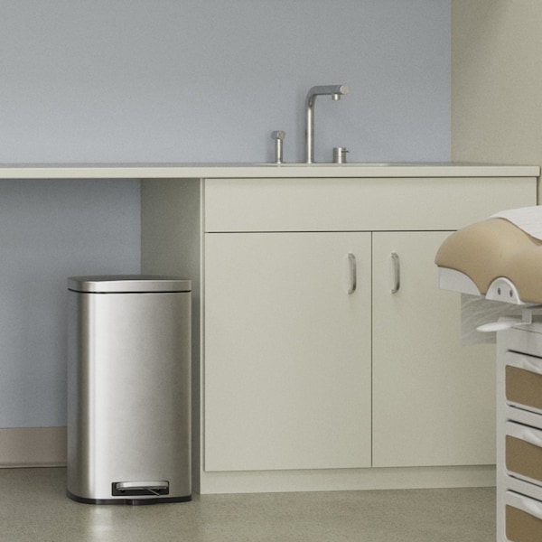 Hls Commercial 8 gal Fire Rated Trash Can, Silver, Stainless Steel and ABS Plastic - HLSS08RFR