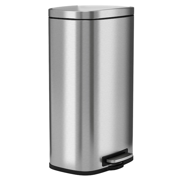 Hls Commercial 8 gal Fire Rated Trash Can, Silver, Stainless Steel and ABS Plastic - HLSS08RFR