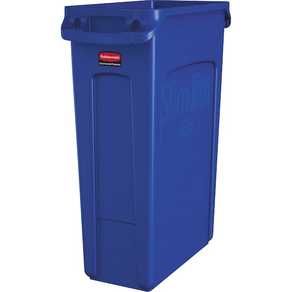 Rubbermaid Commercial 23 gal Slim Jim 23-Gallon Vented Waste Container, Blue - RCP1956185