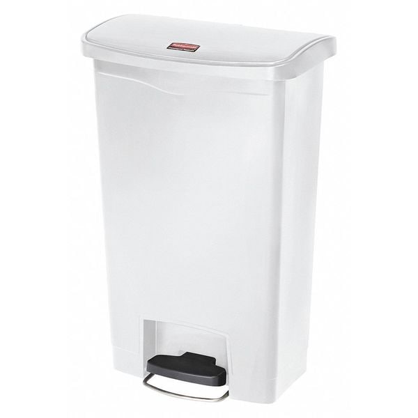 Rubbermaid Commercial 13 gal Rectangular Trash Can, White, 17 3/4 in Dia, Step-On, Plastic - 1883557