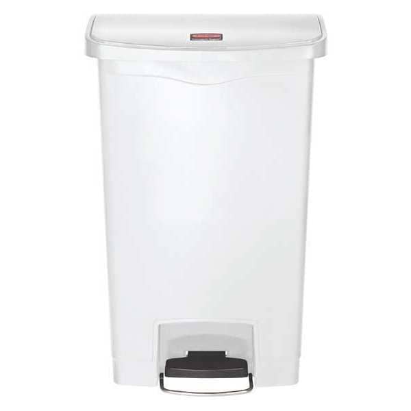 Rubbermaid Commercial 13 gal Rectangular Trash Can, White, 17 3/4 in Dia, Step-On, Plastic - 1883557