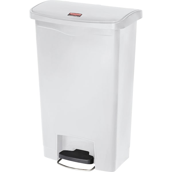 Rubbermaid Commercial 13 gal Rectangular Trash Can, White, 17 3/4 in Dia, Step-On, Plastic - 1883557