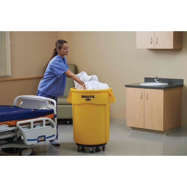 Rubbermaid Commercial 44 qt Round Waste Receptacles, Yellow, Open Top, Plastic - FG264360YEL