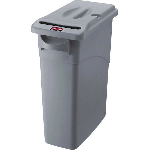 Rubbermaid Commercial 23 gal Slim Jim Confidential Document Container w/Lid, Gray - RCP9W15LGY