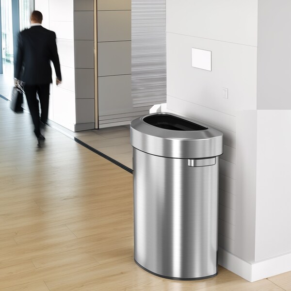 Hls Commercial 18 gal Round Semi-Round Open Top Trash Can, 18 Gallon, Silver, Stainless Steel - HLS18DOT