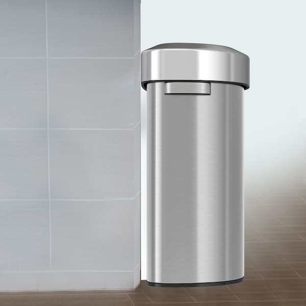 Hls Commercial 18 gal Round Semi-Round Open Top Trash Can, 18 Gallon, Silver, Stainless Steel - HLS18DOT