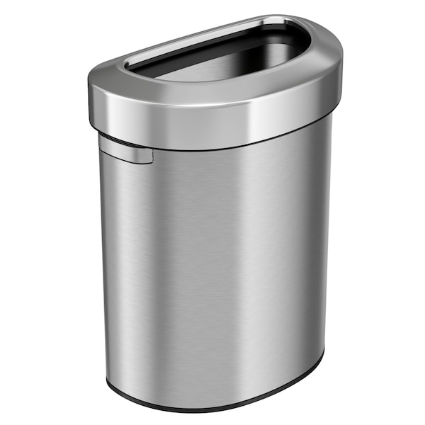 Hls Commercial 18 gal Round Semi-Round Open Top Trash Can, 18 Gallon, Silver, Stainless Steel - HLS18DOT