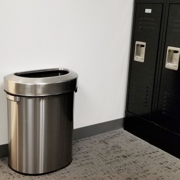 Hls Commercial 18 gal Round Semi-Round Open Top Trash Can, 18 Gallon, Silver, Stainless Steel - HLS18DOT
