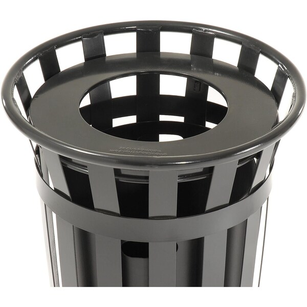 Global Industrial Round Slatted Trash Can, Black, Steel - 237725BK