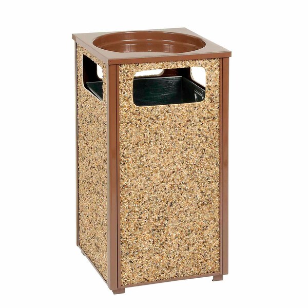 Global Industrial Square Ashtray/Trash Can, Brown, Steel - 238243BN