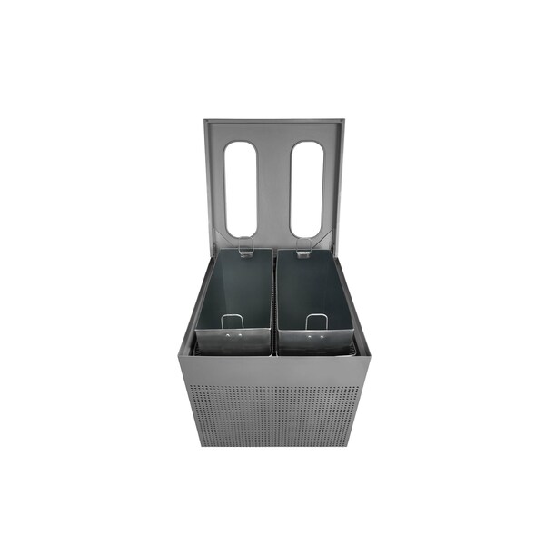 Rubbermaid Commercial 34 gal Square Trash Can, Silver, 21 13/16 in Dia, Metal - 2182675
