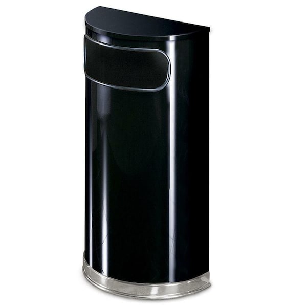 Rubbermaid Commercial 9 gal Semicircular Black/Chrome Half Round Receptacle, Black/Chrome, Stainless Steel - RCPSO820PLBK