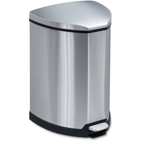 Safco 4 gal Hands-free Step-on Stainless Receptacle, Stainless Steel, Steel - SAF9685SS