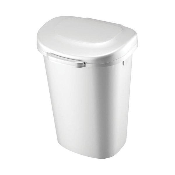 Vortex 13 gal Touch Top Wastebasket, White - Case of 4 - VO1738994