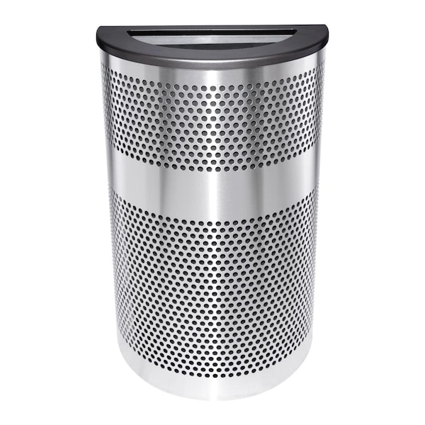 Hot House Designs VC2234 HR SS-BLX 20 gal Half Round Perf Lid Stainless Steel, Black - HO1763481