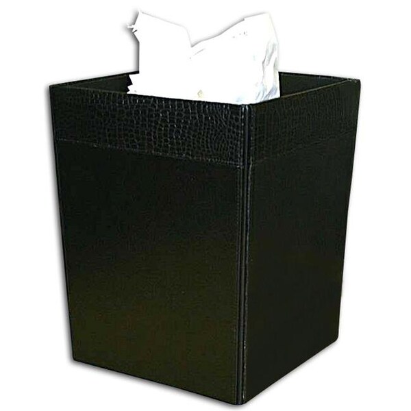 Dacasso 3.5 gal Wastebasket, Black, Velveteen, Leather - A2203