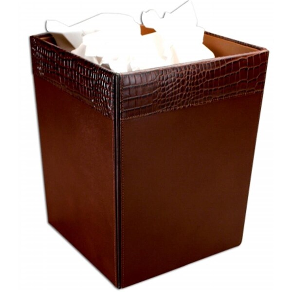Tinkertools Crocodile-Embossed Leather Square Waste Basket - TI890938
