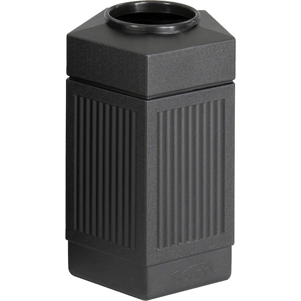 Safco 30 gal Indoor/Outdoor Pentagon Shape Receptacle, Black, Polyethylene - SAF9485BL