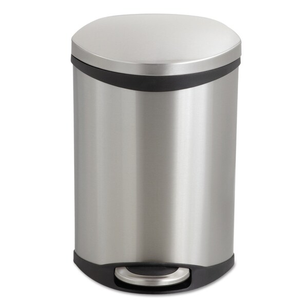 Safco 3 gal Oval-Round Cylinder Trash Can, Stainless Steel, Top Door, Steel - 9901SS
