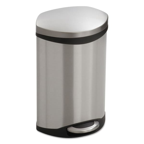 Safco 3 gal Oval-Round Cylinder Trash Can, Stainless Steel, Top Door, Steel - 9901SS