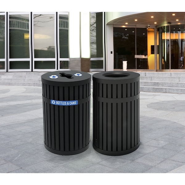 Commercial Zone Products Parkview 3 Steel Trash Bin, Blk, 45 gal. - 728001