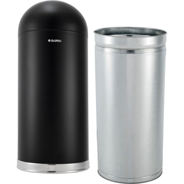 Global Industrial Round Metal Trash Can, Black, Steel - 641596BK
