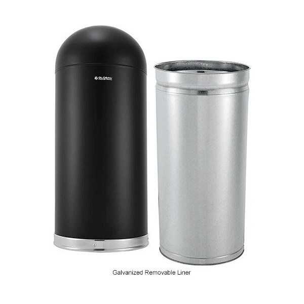 Global Industrial Round Metal Trash Can, Black, Steel - 641596BK