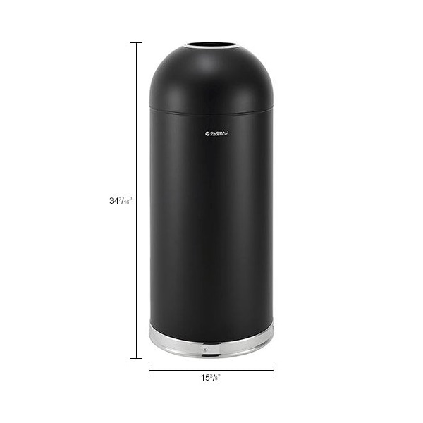 Global Industrial Round Metal Trash Can, Black, Steel - 641596BK