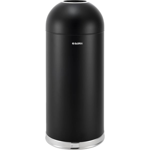Global Industrial Round Metal Trash Can, Black, Steel - 641596BK