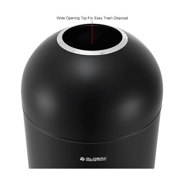 Global Industrial Round Metal Trash Can, Black, Steel - 641596BK