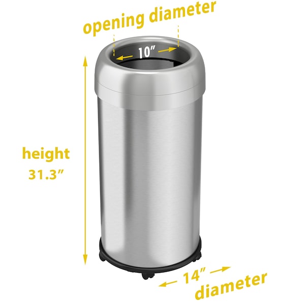 Hls Commercial 16 gallon Round Silver, Stainless Steel - HLS16STRM