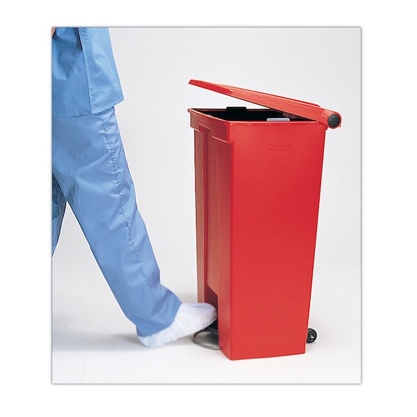 Rubbermaid Commercial 23 gal Rectangular Trash Can, Red, Top Door, Plastic - FG614600RED